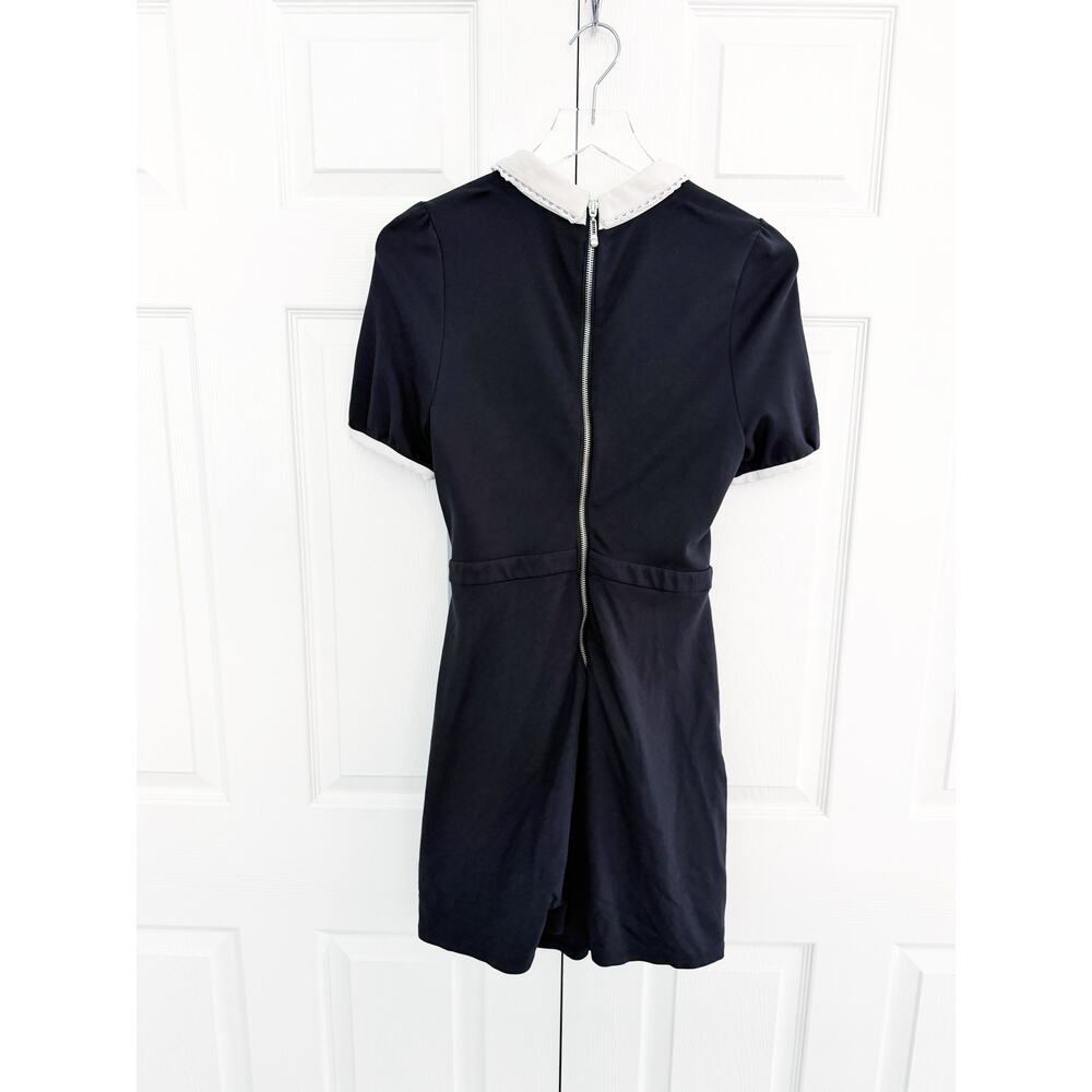 ModCloth Scholastic Classic Collared Mini Dress Black White Academia Preppy Chic - Picture 8 of 9